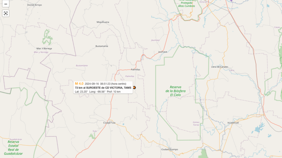 Se registra sismo magnitud 4.0 en Tamaulipas