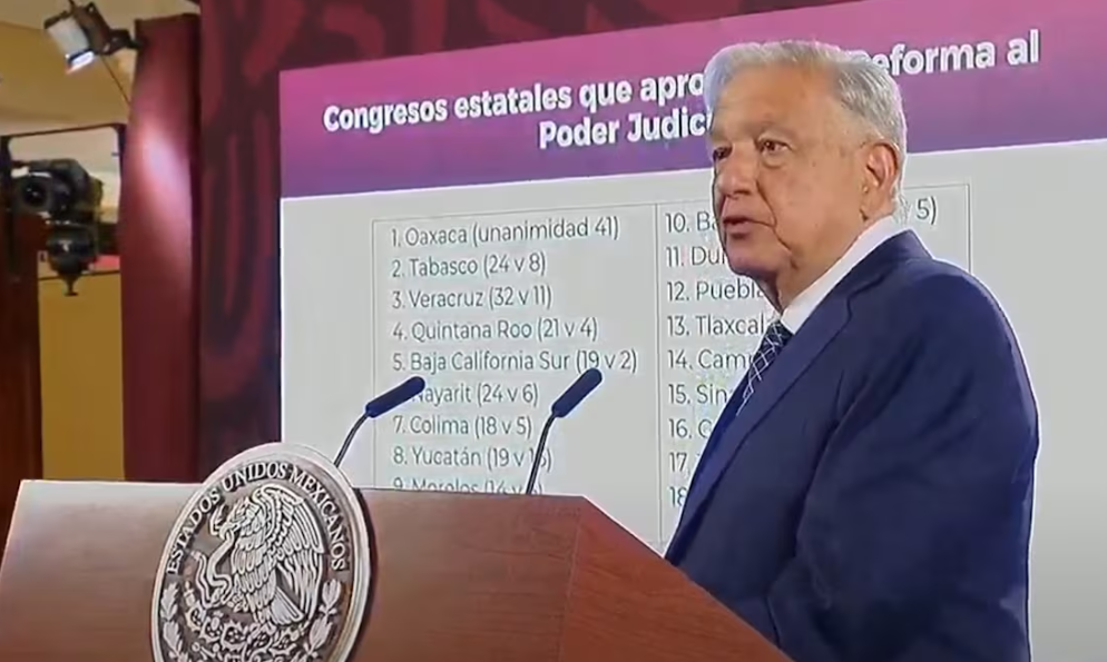 AMLO celebra que más de 17 estados aprobaron la Reforma al Poder Judicial.