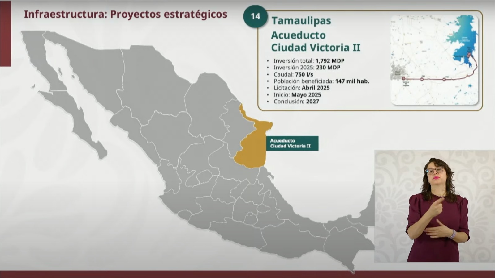 CONAGUA anuncia para mayo el inicio de la segunda línea del acueducto en Ciudad Victoria