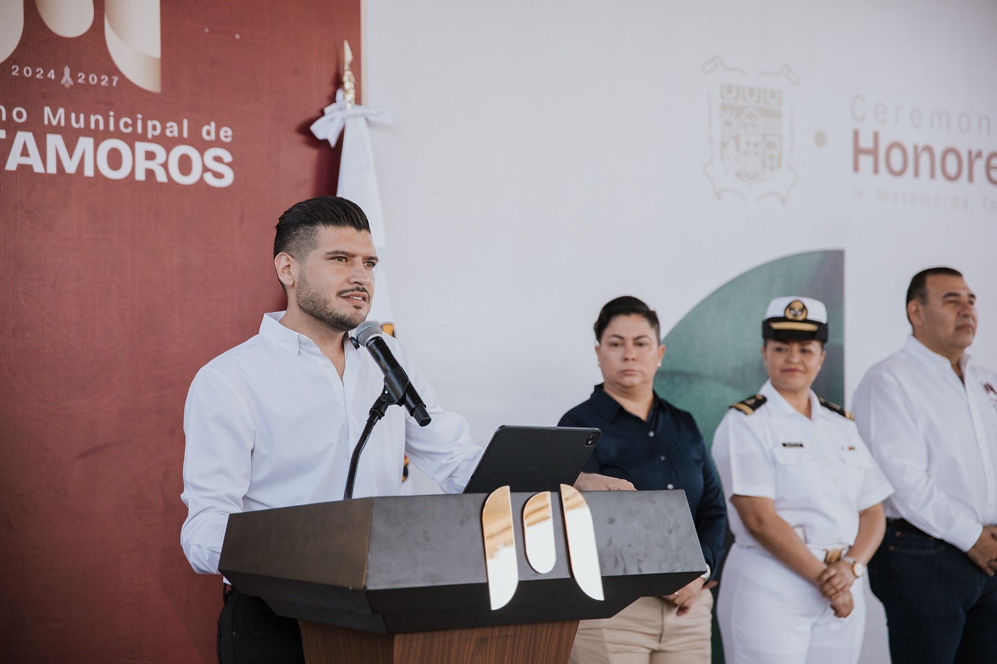 El alcalde Beto Granados participa en Honores a la Bandera en el Jardín de Niños Justo Sierra Méndez