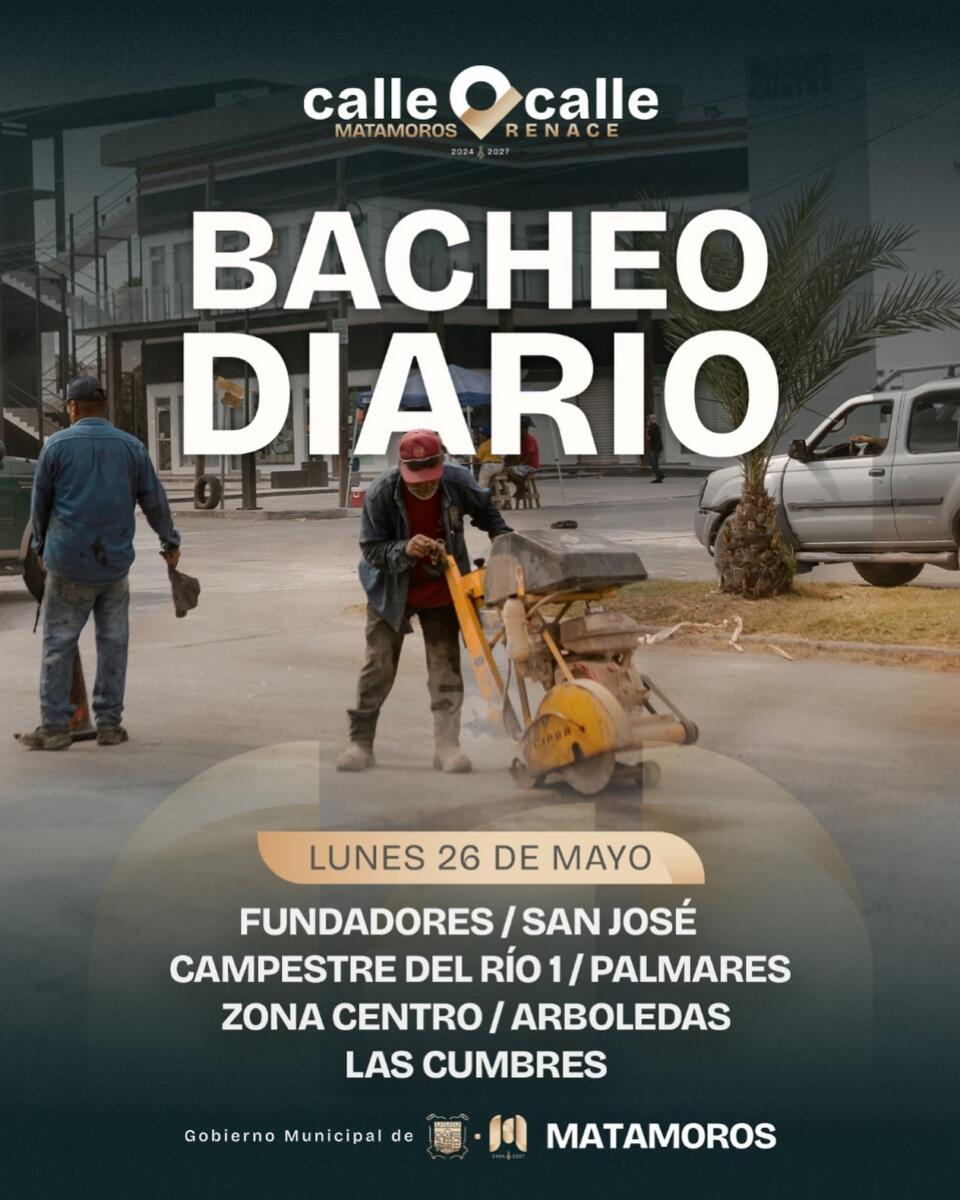 El alcalde Beto Granados reafirma compromiso con el bacheo diario en Matamoros