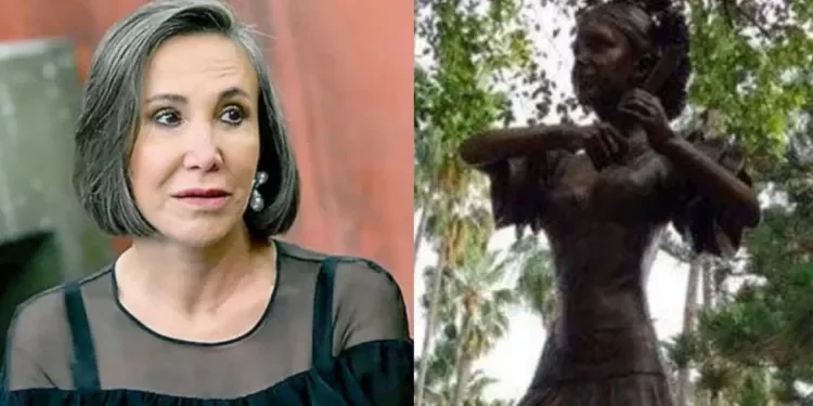 Ayuntamiento de Juchipila defiende estatua de Florinda Meza ante críticas por serie de Chespirito