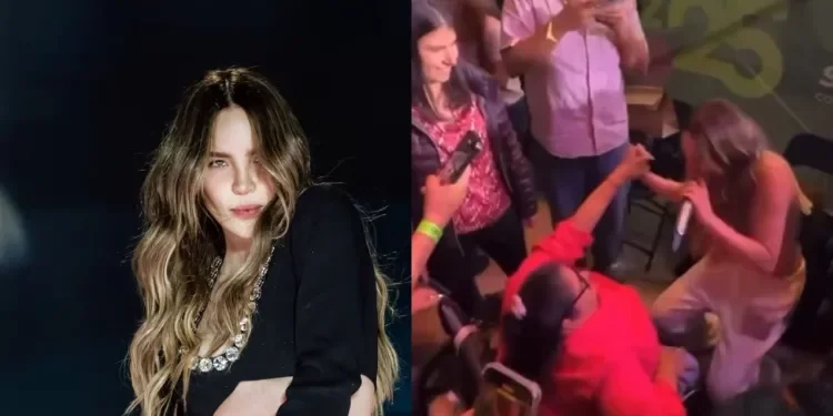 Belinda baja del escenario para abrazar a fan en San Luis Potosí