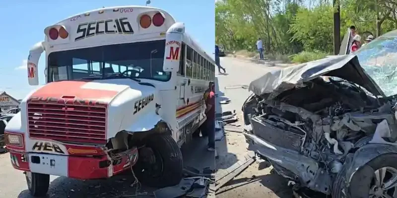 Fuerte choque entre camioneta y unidad de transporte público deja cinco lesionados en Matamoros, Tamaulipas