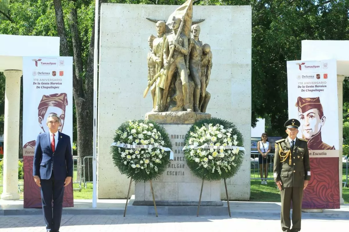 Gobernador Américo Villarreal rinde homenaje en el 178 aniversario de los Niños Héroes de Chapultepec