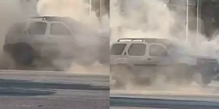 Se incendia camioneta en bulevar de Reynosa, Tamaulipas