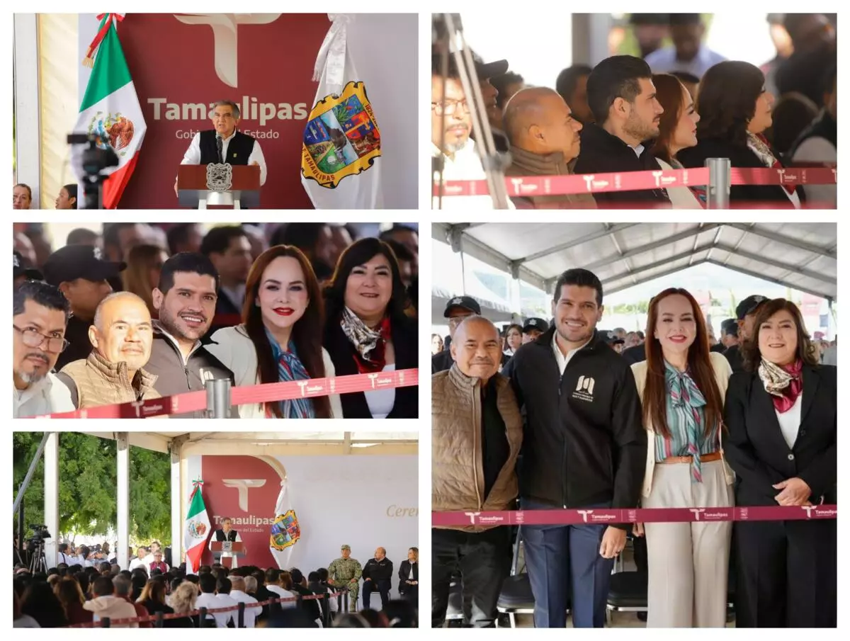 El alcalde Beto Granados acompaña al gobernador Américo Villarreal en ceremonia por el aniversario de la Guardia Estatal