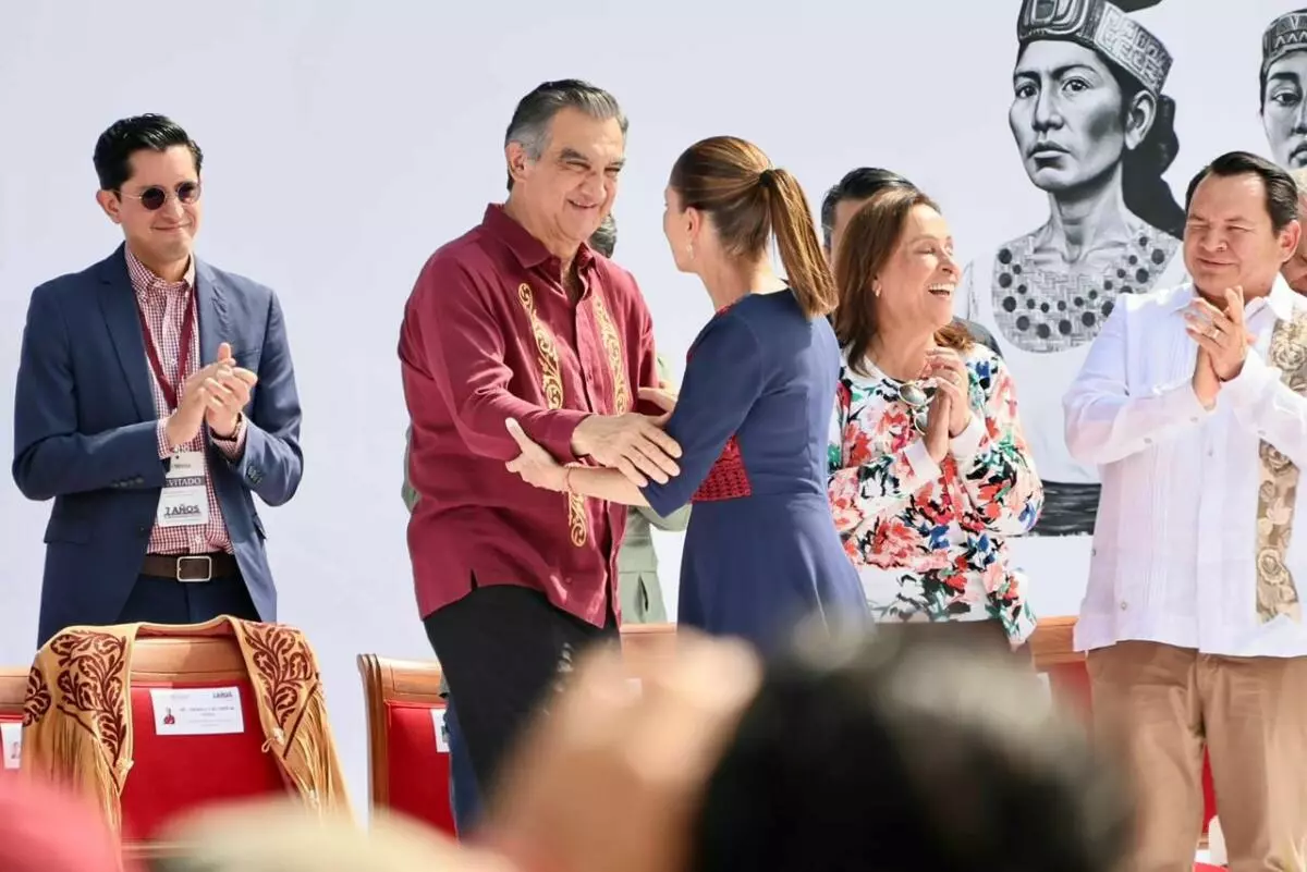El gobernador Américo Villarreal participa con la presidenta Claudia Sheinbaum en la conmemoración de los 7 años de la Cuarta Transformación