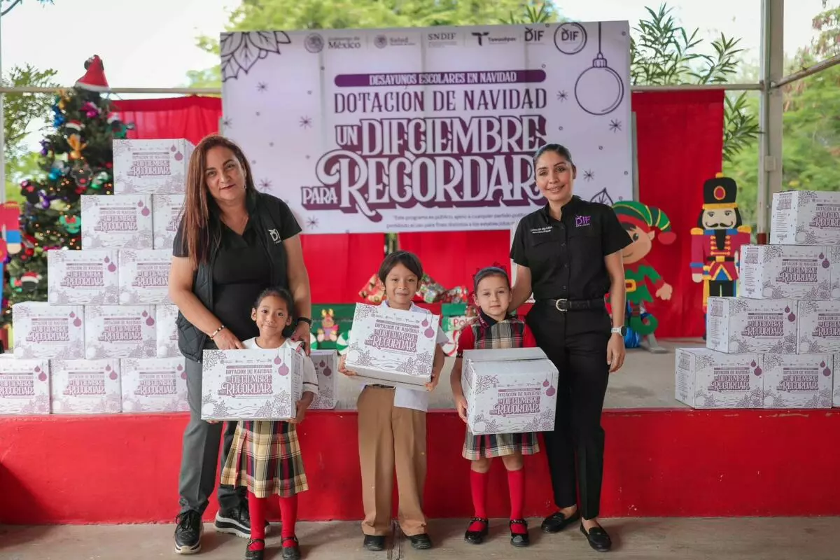 Más de 100 mil dotaciones navideñas de desayunos escolares llegan a escuelas de Tamaulipas a través del DIF