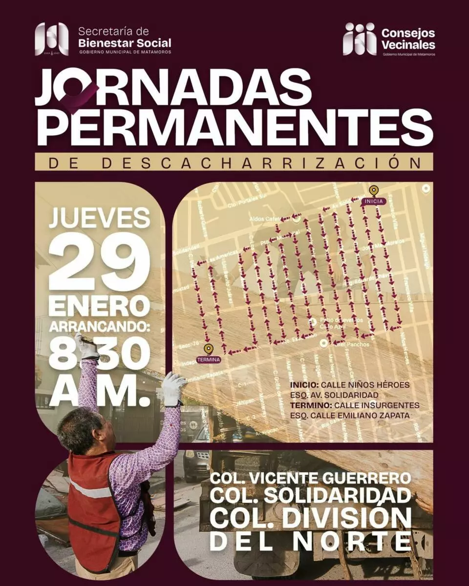 Gobierno Municipal de Matamoros realizará Jornada Permanente de Descacharrización este jueves