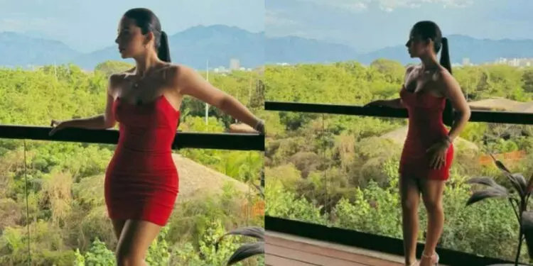 Ángela Aguilar deslumbra en Puerto Vallarta con hermoso vestido rojo