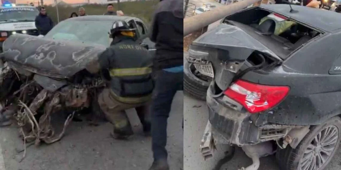 Automóvil Chrysler 200 causa fuerte choque en el puente de la Avenida Rigo Tovar en Matamoros, Tamaulipas