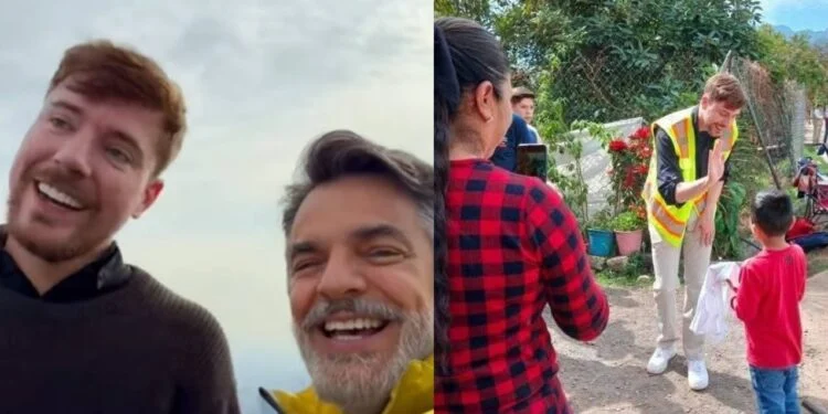 Mr. Beast y Eugenio Derbez sorprenden con visita a comunidad del sur del Estado de México