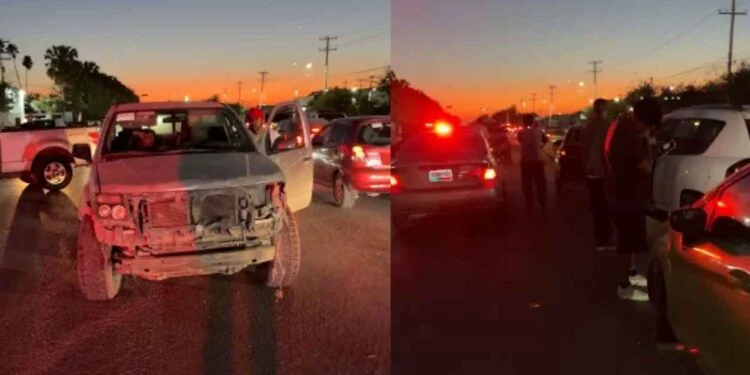 Fuerte choque múltiple deja cinco vehículos dañados en Matamoros, Tamaulipas