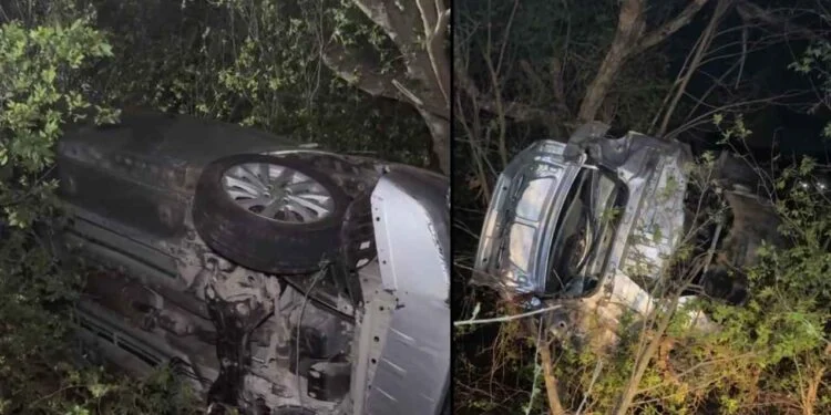 Se registra aparatosa volcadura en carretera a la Playa en Matamoros, Tamaulipas