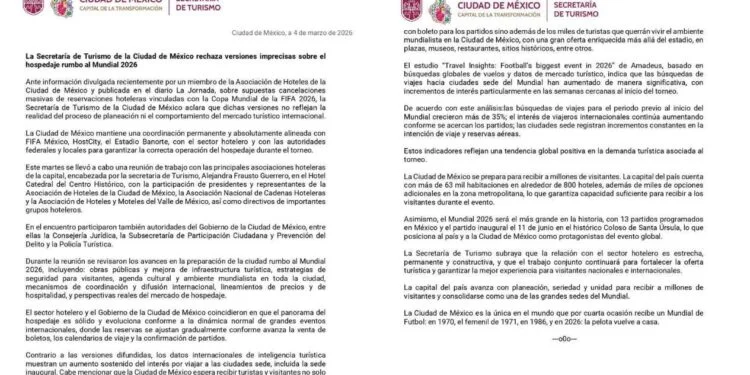 Desmienten supuestas cancelaciones masivas de hospedaje para el Mundial en CDMX