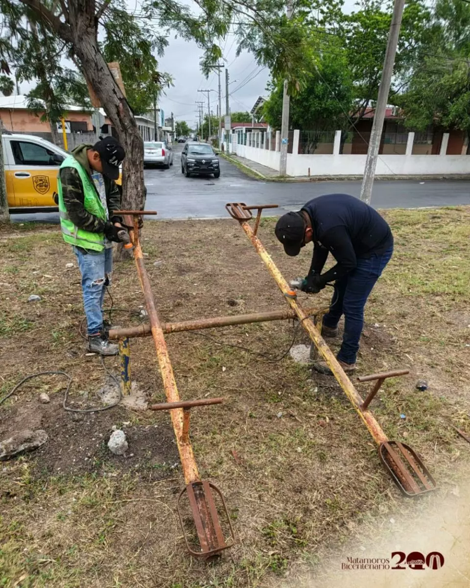 El alcalde Beto Granados impulsa rehabilitación de áreas verdes en distintos sectores de Matamoros