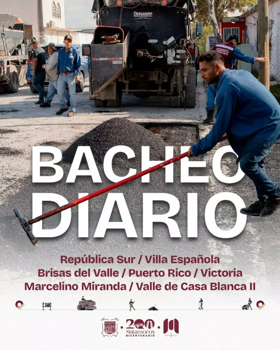 El alcalde Beto Granados refuerza trabajos de bacheo en Matamoros