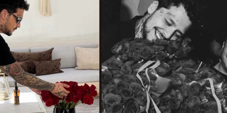 Christian Nodal comparte que le llenaron su casa de flores