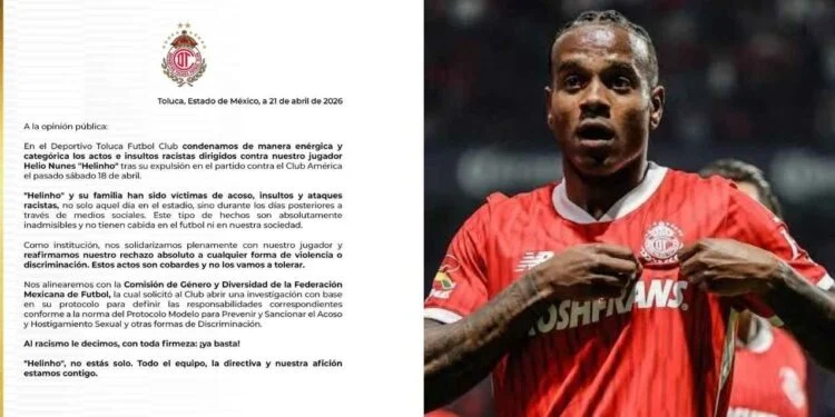 Deportivo Toluca emite fuerte comunicado tras insultos contra el futbolista brasileño Helinho