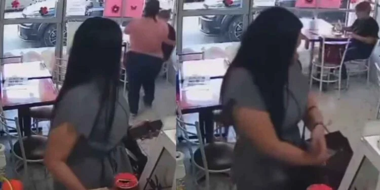 Captan a “Lady Calculadora” robando en nevería de Tamaulipas y se vuelve viral