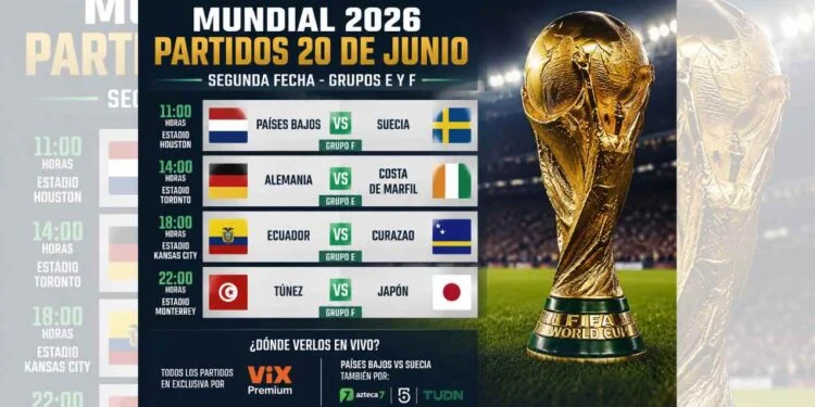 Mundial 2026: ¿A qué hora y en dónde transmitirán EN VIVO los partidos de este sábado 20 de junio?