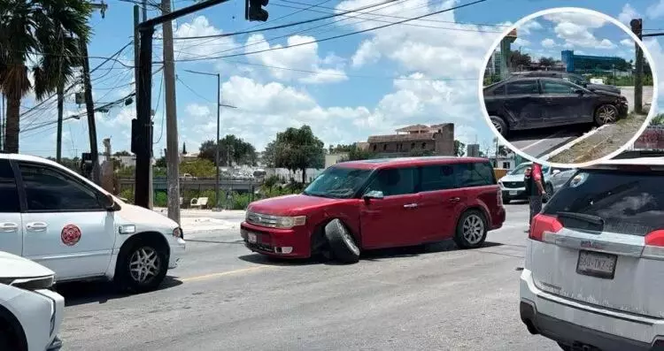 Se registra accidente vehicular bajando el puente elevado de la Central Camionera en Reynosa, Tamaulipas