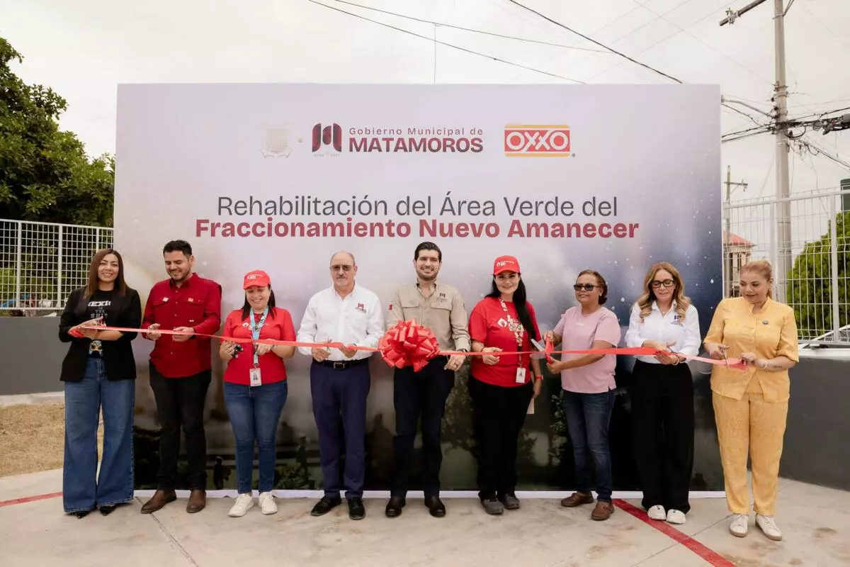 El alcalde Beto Granados y OXXO rehabilitan área verde para beneficio de las familias de Matamoros