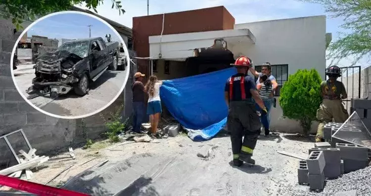 Conductor choca contra vehículo, intenta huir y termina proyectándose contra vivienda en Reynosa, Tamaulipas