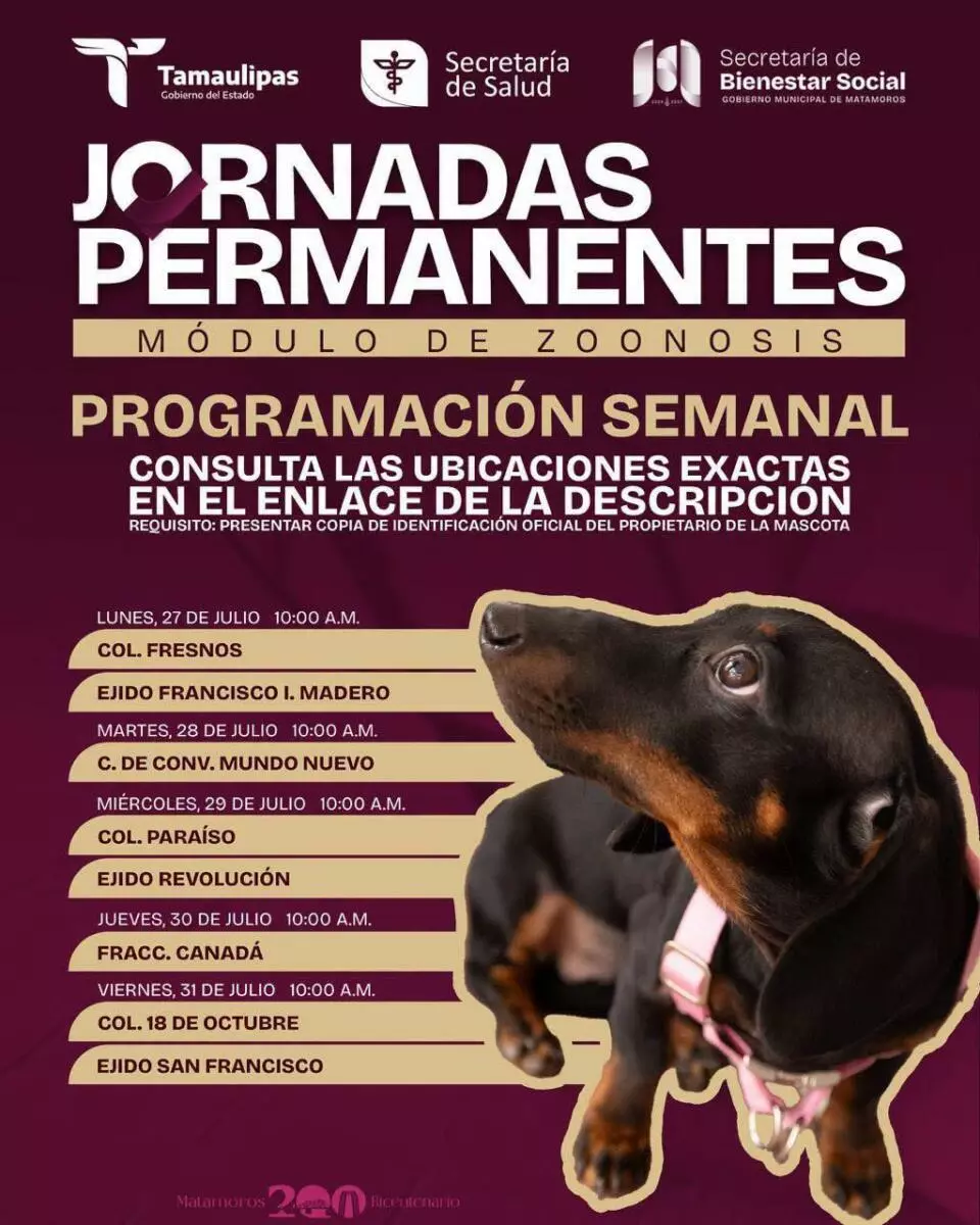 Gobierno Municipal de Matamoros acerca servicios gratuitos de Zoonosis a las colonias