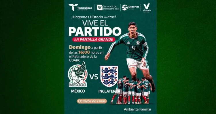 Instituto del Deporte invita a disfrutar del partido de México en pantalla gigante en Cd. Victoria, Tamaulipas
