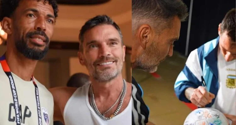 Julián Gil reúne firmas de Messi, Cristiano Ronaldo y Beckham en una pelota del Mundial