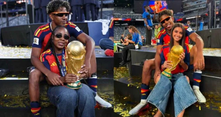 Lamine Yamal festeja la Copa del Mundo junto a su novia y su familia