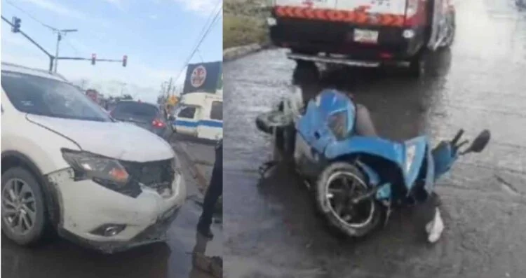 Motociclista termina con posible fractura tras aparatoso percance en Reynosa, Tamaulipas