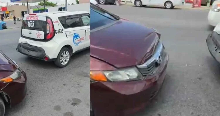 Aparatoso choque múltiple deja una mujer lesionada en Matamoros, Tamaulipas