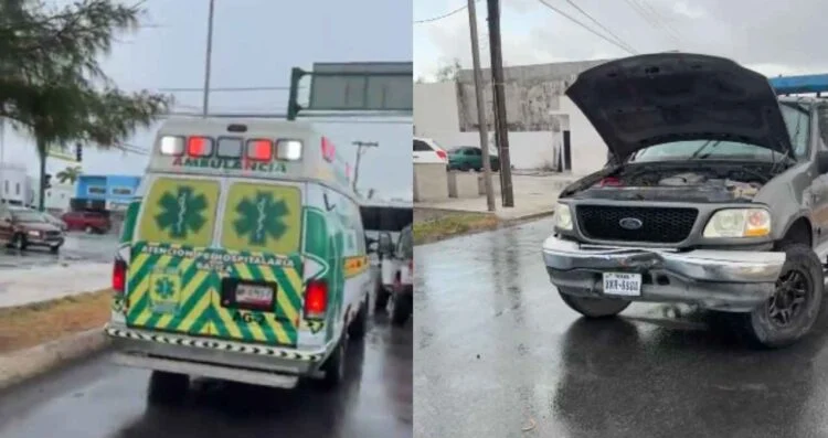 Choque entre camionetas moviliza a paramédicos en la calle Francisco Villa de Matamoros, Tamaulipas