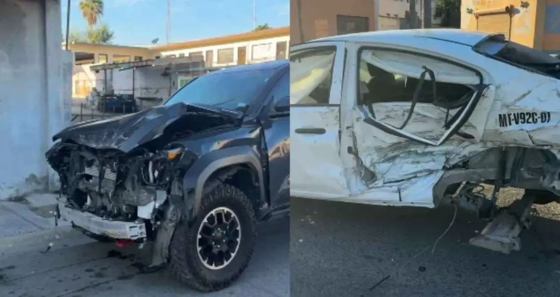 Dos trabajadores resultan lesionados tras aparatoso choque en Matamoros, Tamaulipas