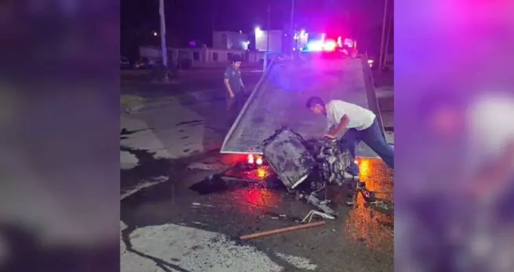 Mecánico resulta herido tras volcar e incendiarse su camioneta en Matamoros, Tamaulipas