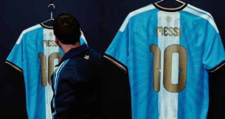 Messi presenta la camiseta dorada con la que se despedirá de la Selección Argentina