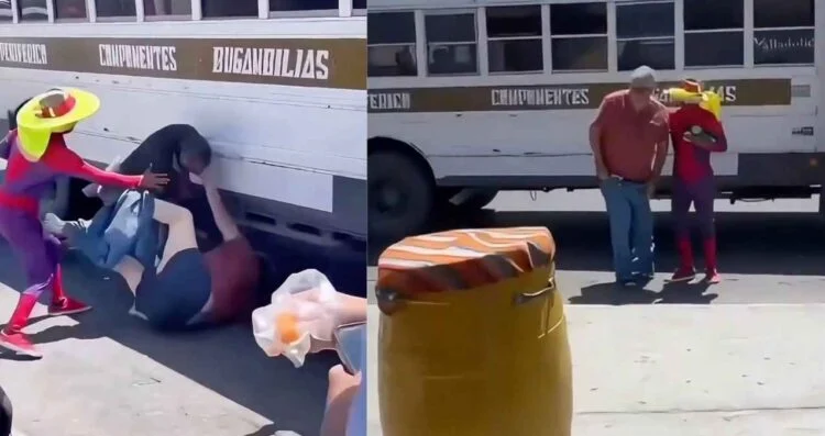 Spider-Man interviene y frena violenta pelea entre dos hombres en Reynosa, Tamaulipas