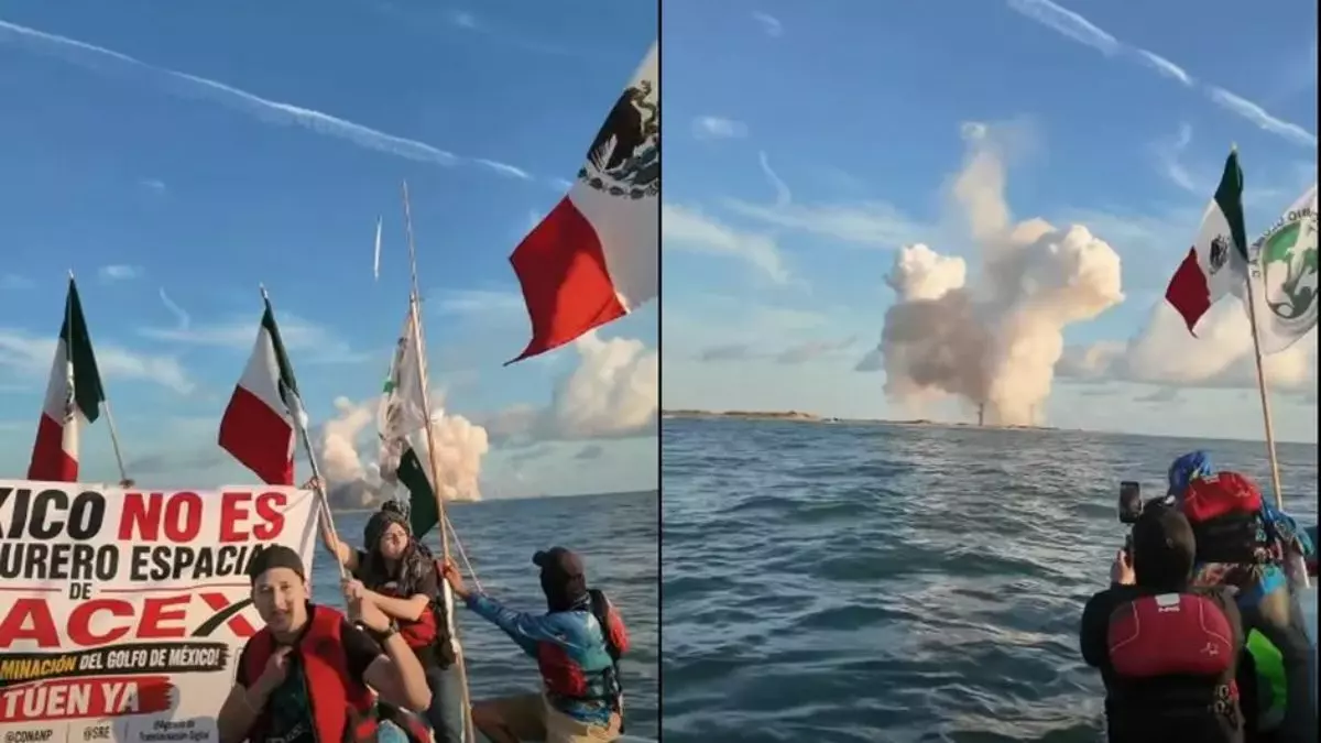 «México no es basurero espacial»: activistas protestan contra lanzamiento de SpaceX en Matamoros, Tamaulipas