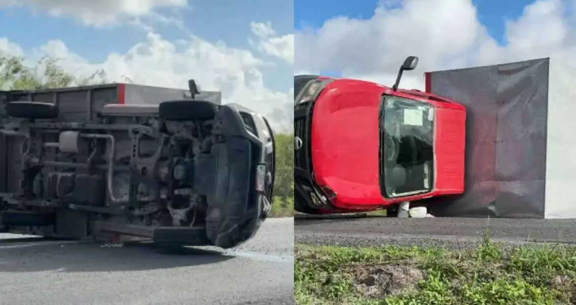 Camión vuelca cerca del ejido El Realito en Matamoros, Tamaulipas