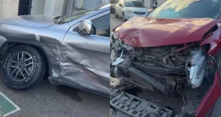 Fuerte choque de camionetas deja cuantiosos daños materiales en Matamoros, Tamaulipas